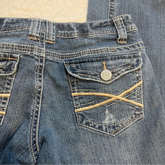 Y2K Aeropostale Vintage Women/Junior Distressed Blue Jeans 11 12 Chelsea Bootcut - Picture 5 of 9